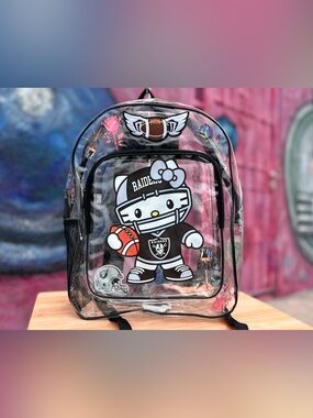 KAWAII RAIDERS Clear Backpack 15” x 12” - Black